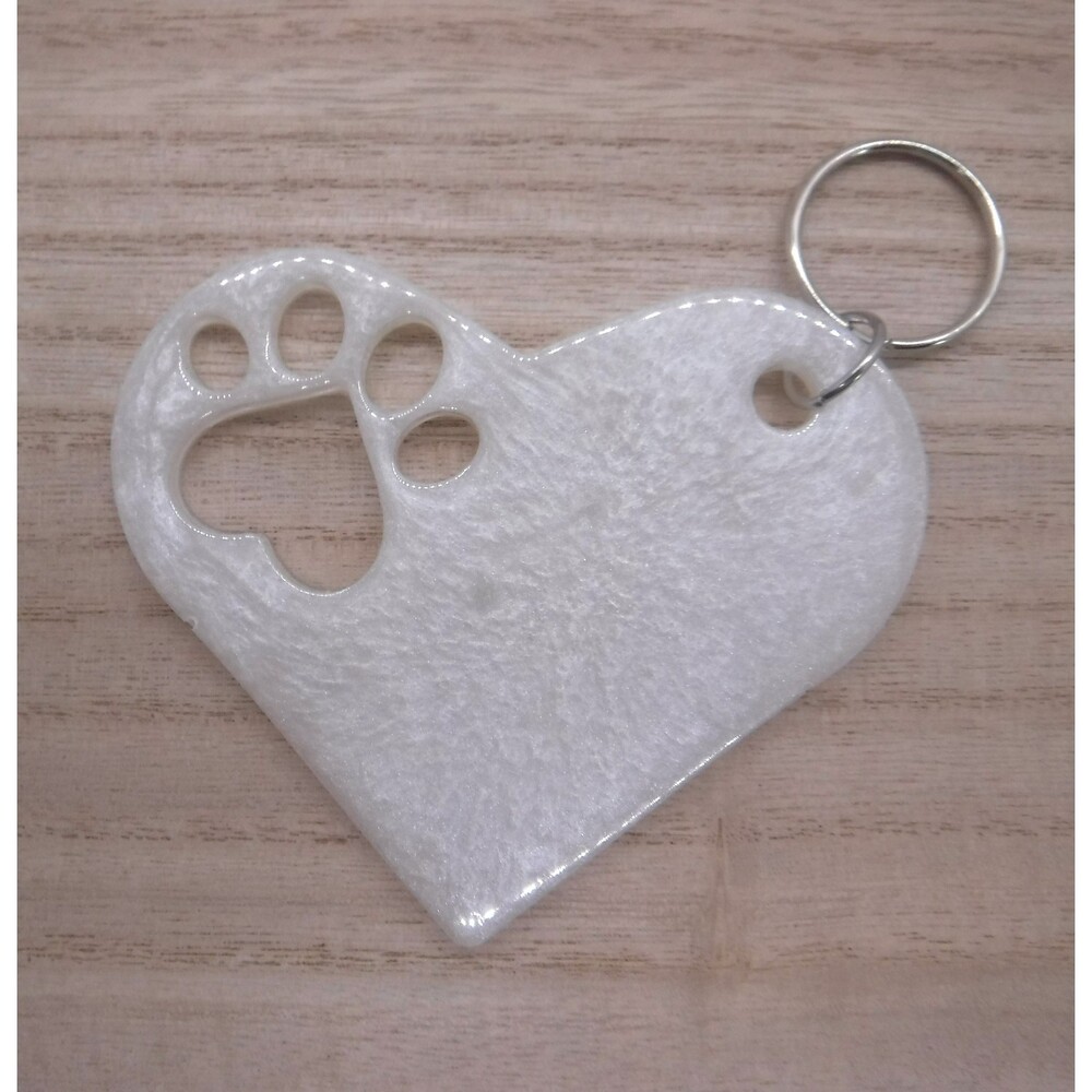 Keychain Heart w/ Paw Print